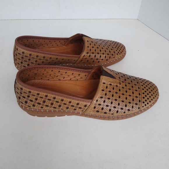 Spring Step Brown Perforated Loafers - Picture 6 of 9